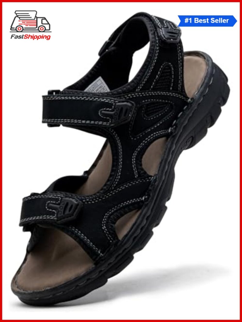 ✨Jousen Men's Leather Hiking Sandals with Arch Support